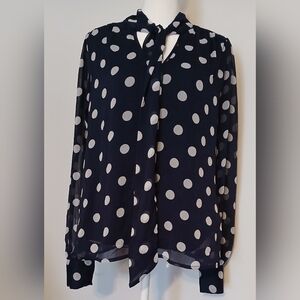 Joie Navy and White Polka Dot Blouse